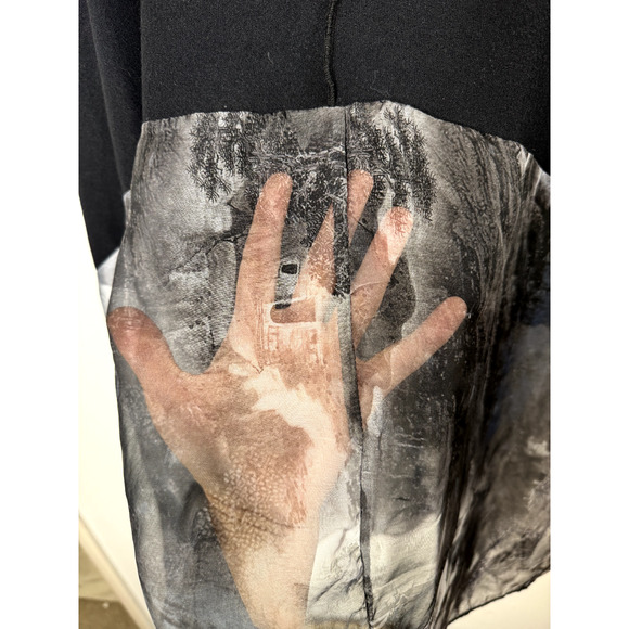 Dark Feminine Oversized Lagenlook Whimsygoth Gothic Edgy Lightweight Flowy Top L - Picture 3 of 7